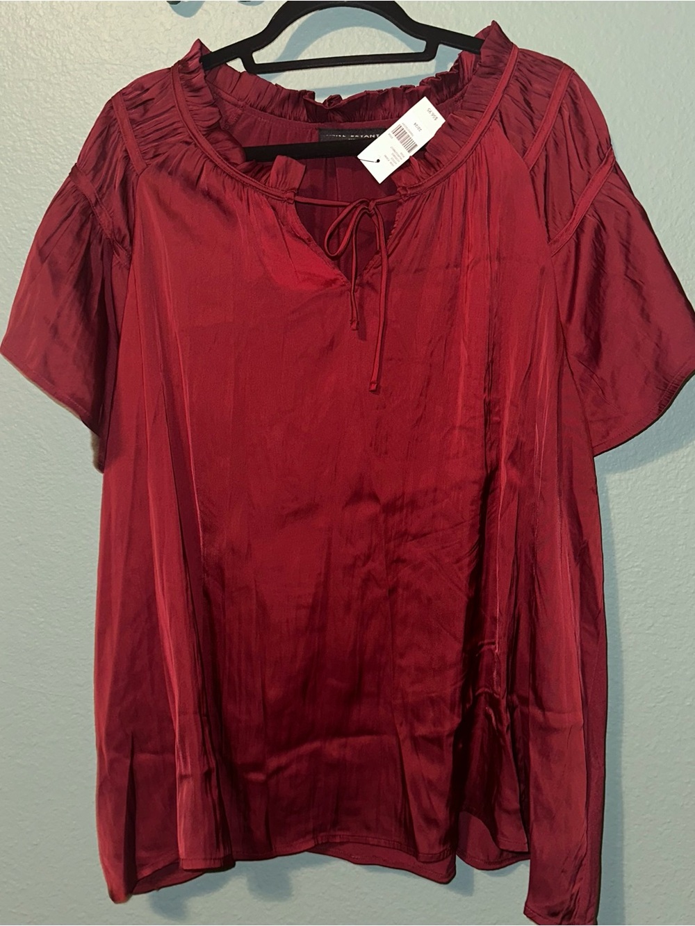 Satin flutter sleeve blouse